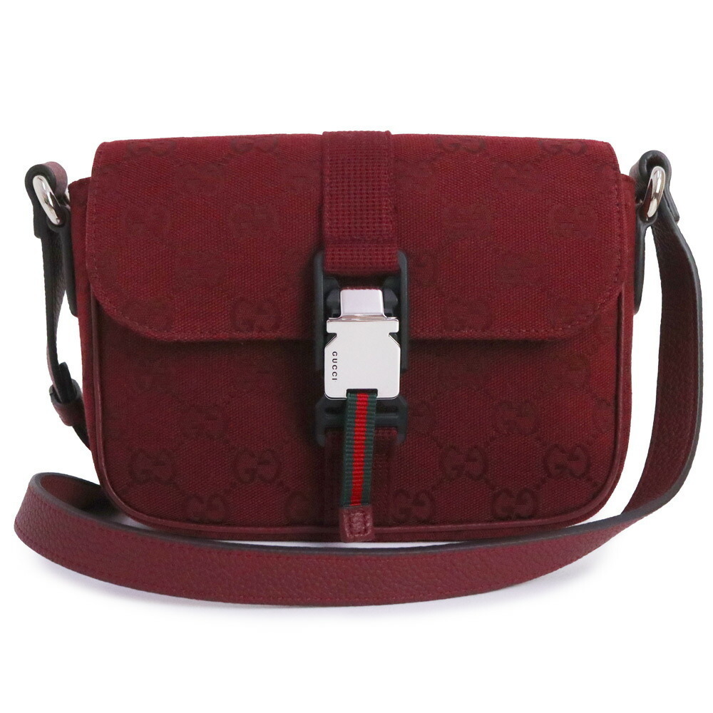 Gucci Shoulder Crossbody Bag GG Canvas Leather Rosso Ancora Red